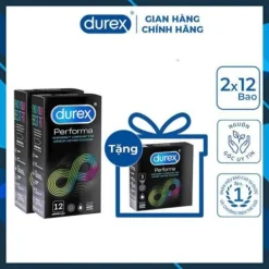 [FREE SHIP - CHÍNH HÃNG] Bộ 2 hộp bao cao su Durex Performa (12 bao/hộp) + Tặng 1 hộp bao cao su Durex Performa 3 bao