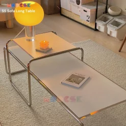 Bàn Sofa Phòng Khách - Bàn Trà Modesk SS Long Table - Lắp Ráp, Ván MFC, Khung Inox 304