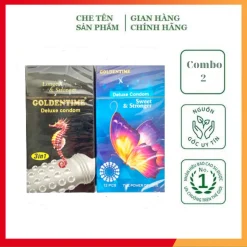 Combo 2 hộp bao cao su gai bi Golden Time cao cấp, bao cao su gân gai, ba con sâu