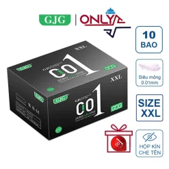 Bao Cao Su Siêu Mỏng GJG 001 Đen Nhiều Gel Bôi Trơn Hộp 10 BCS Kéo Dài Thời Gian