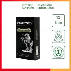 Bao cao su kéo dài thời gian Rocmen đen, bao cao su siêu mỏng, hộp 12 bcs