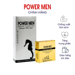 Bao cao su POWER MEN Longer Plus cá ngựa gân gai, chống Xuất tinh sớm Hộp 12 bao