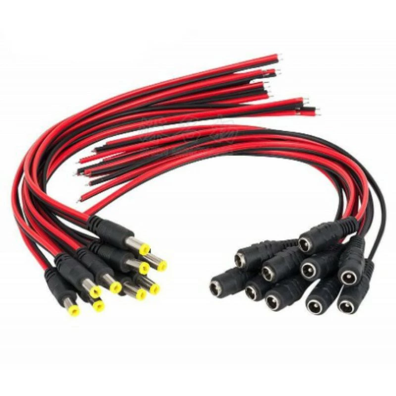 (10 dây)Jack nguồn DC Đực ,Cái 5.5*2.1mm có dây dùng cho camera ,thiết bị điện tử