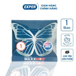 Bao cao su 6 in1 MAXXMEN hộp 1 cái, bao cao su siêu mỏng gân gai cổ thắt kéo dài