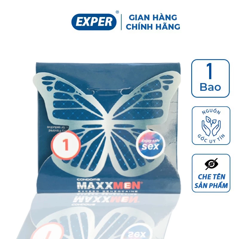 Bao cao su 6 in1 MAXXMEN hộp 1 cái, bao cao su siêu mỏng gân gai cổ thắt kéo dài