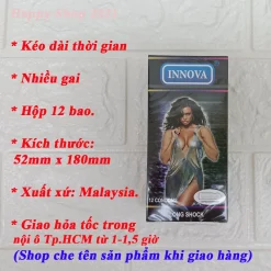 Bao cao su kéo dài thời gian gai INNOVA đen hộp 12 bao - chống xuất tinh sớm