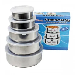 Sale Bộ Thố 5 Cái Inox Có Nắp Đậy Đựng Cơm Tiện Dụng Nr984