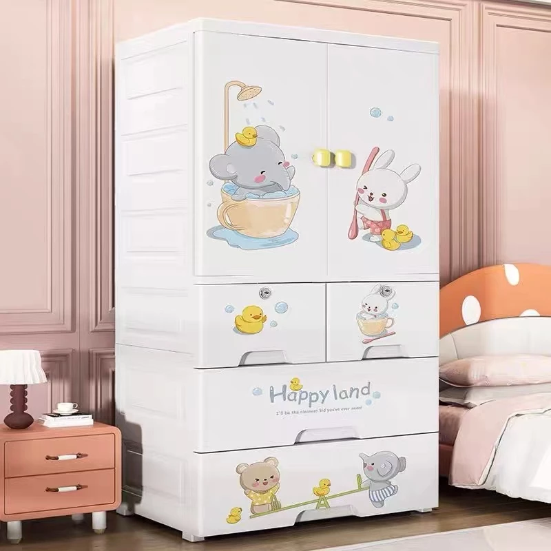 【Tủ Nhựa Cho Bé】70cm Tủ Quần Áo Trẻ Hình ảnh hoạt hình Tủ Để Đồ nhìu ngăn rộng rãi Tủ đồ nhựa đựng