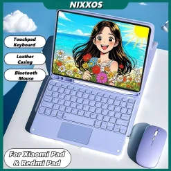 NIXXOS Dành Cho Xiaomi Pad Redmi Pad Vỏ Bàn Phím Bàn Phím Touchpad Thông Minh Vỏ Da Bàn Phím Có Khe Cắm Bút Bàn Phím wtih Cho Mi Pad 7, 7 Pro, 6, 6 Pro, 5, 5 Pro Redmi SE 11 ''