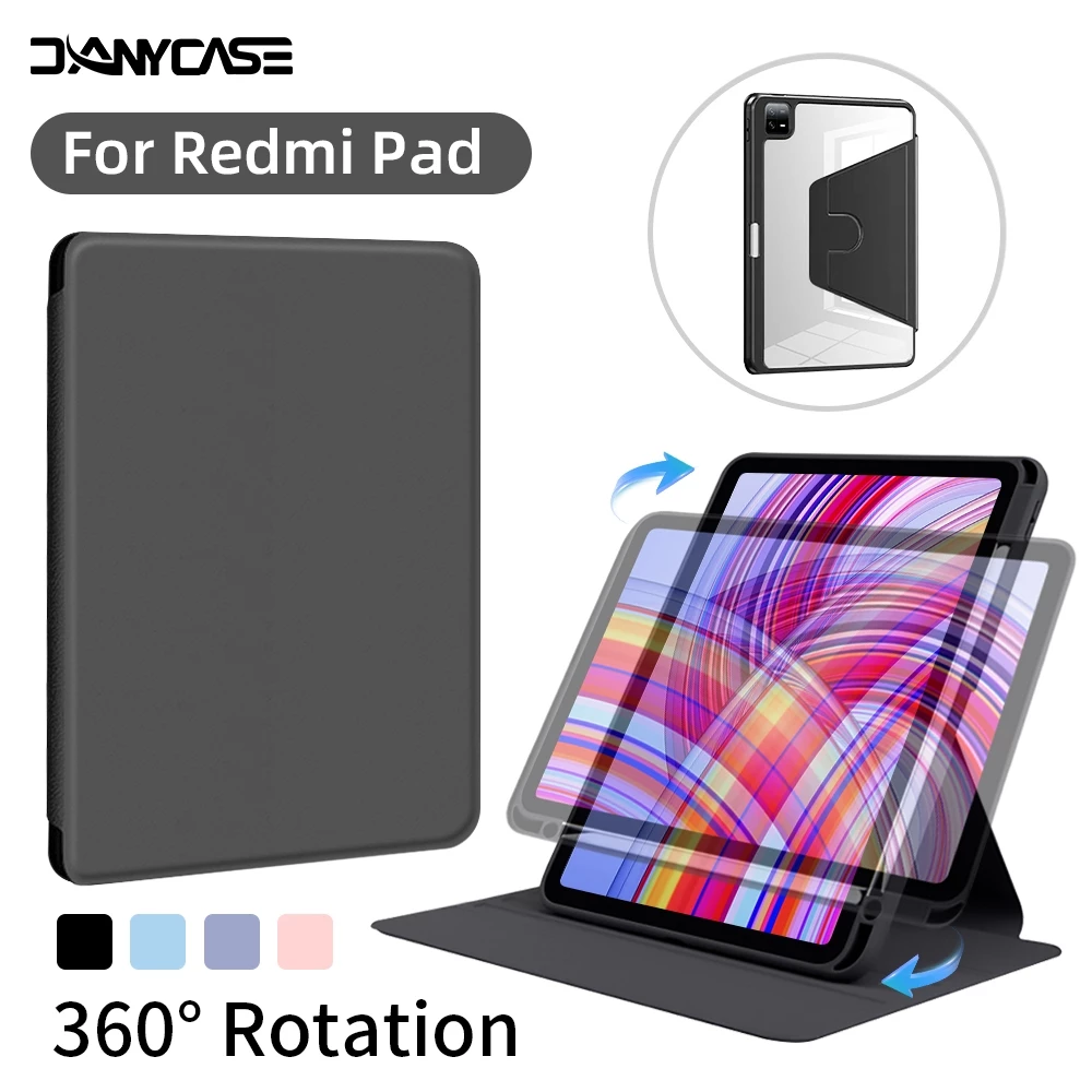360° Ốp Xoay Có Giá Đỡ Bút Chì Cho Xiaomi Pad 6 Redmi Pad 2 SE 12.1inch 11 6s Pro 12.4 inch Pad 7 / 7 Pro 11.2 Năm 2024 POCO Pad 12.1 Vỏ Da Đứng Máy Tính Bảng