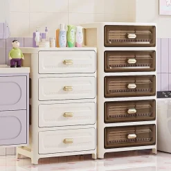 🔥COD tủ nhựa đựng đồ🔥35cm tủ đầu giường 3-6tầng tủ nhựa duy tân Màu nâu trong suốt/Màu kem tủ decor phòng ngủ Có bánh xe tủ quần áo mini