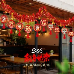 CNY 2026 Trang trí trần vòng hoa giấy Tết Nguyên Đán - Tủ treo lễ hội để trang trí cửa hàng & trung tâm mua sắm phòng khách