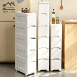 Tủ Khe Hẹp có bánh xe Tủ Nhựa 1-7 Tầng Hẹp Ngăn đựng đồ đa năng, phù hợp với không gian nhỏ