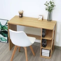 HOT HOT Bàn Làm Việc Máy Tính Lắp Ráp - Bàn Học Gỗ Phối Kệ Sách Đa Năng