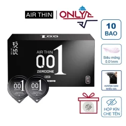 Bao Cao Su AIR THIN 001 Đen Bao Cao Su Siêu Mỏng Nhiều Gel Bôi Trơn Hương Thơm Hộp 10 BCS