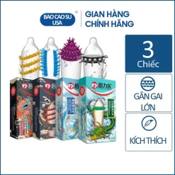 Bao cao su Pleasure More - Gân gai và bi lớn - Hộp 2 bao gân gai lớn + 1 bao siêu mỏng [Giao ngẫu nhiên]