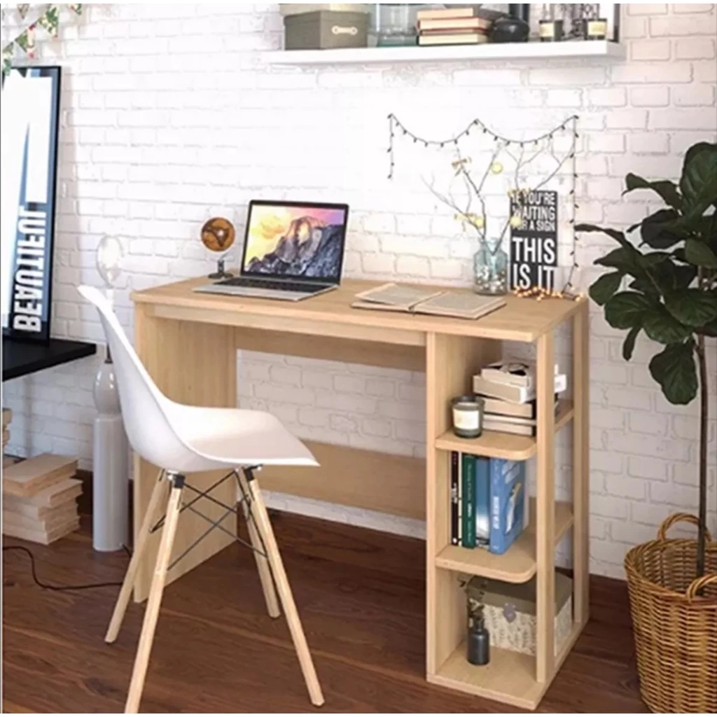 Bàn làm việc, bàn học, bàn chơi game có giá sách. D100 x C75 x S40cm. Gỗ MDF cao cấp. Khoan sẵn lỗ, lắp ráp dễ dàng