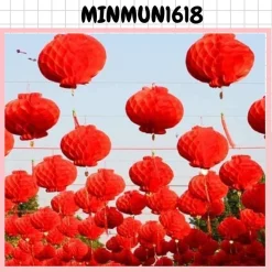 combo 10 đèn lồng đỏ Nilon chữ phúc treo trang trí lễ tết