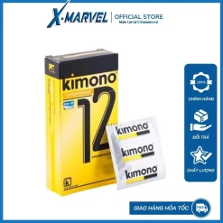 Bao cao su Kimono siêu mỏng 0.02mm không mùi màu vàng chứa vitamin B cấp ẩm bôi trơn, chính hãng Nga