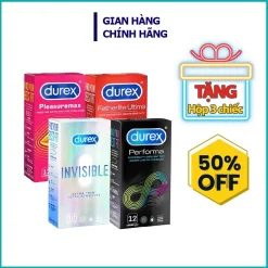 Bao cao su Durex, Tặng 3 bao khi mua bao cao su Durex (12 bao), hàng chuẩn hãng