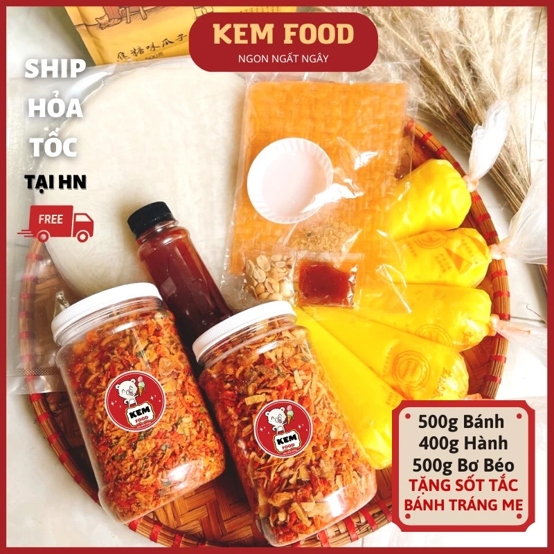 COMBO Bánh tráng phơi sương 500G + Tép hành phi 400 + Bơ hột gà 500G