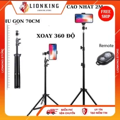 Dụng cụ Tripod điện thoại, Gậy chụp ảnh điện thoại 3 chân, remote, kẹp để livestream, quay video