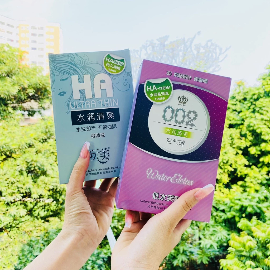 Bao cao su HA Ultrathin & 002 siêu mỏng nhiều gel - Bao cao su gia đình - Hộp 100c - BCS Nhà nghỉ