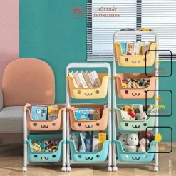 nắng Kệ nhựa 4 tầng có bánh xe, kệ nhựa đựng đồ đa năng, đồ bỉm sữa, tủ nhựa cho bé