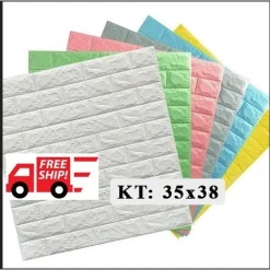 [MÃ ANCMAR GIẢM 15%] Xốp Dán Tường 3D Khổ 35x38CM Chống Ẩm Giá Rẻ, Có Keo Sẵn