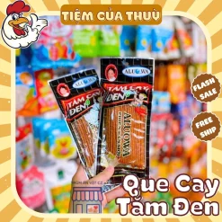 Que Cay Đen Cay Đặc Biệt, Snack Tăm Cay Đen ALUOWA, đồ ăn vặt cổng trường, Tiệm ăn vặt Thuỳ Bùi