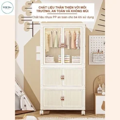 Tủ Đồ Chứa Quần Áo Cho Bé, Có bánh Xe Xoay 360 Độ Tiện Lợi, Tủ Nhựa Đa Năng