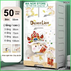 Tủ Nhựa Cho Bé Hoạt Hình,Tủ Quần Áo Trẻ Em Nhiều Tầng Có Bánh Xe Tiện Lợi (Chiều rộng 50CM) 4、5、6 Tầng - 3 Năm Bảo Hành