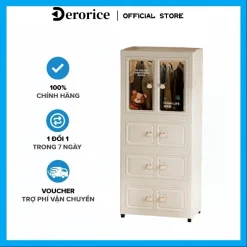 Derorice Tủ nhựa đựng đồ Chất liệu PP, Tủ đựng đồ dùng cho bé lượng lớn trên bánh xe，hộp đựng đồ chơi và sách，Không cần