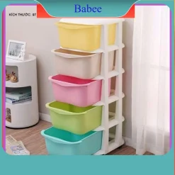 tủ nhựa 5 tầng đa sắc , tủ quần áo nhựa Việt Nhật có bánh xe Babee