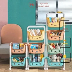 giayxinh90 Kệ nhựa 4 tầng có bánh xe, kệ nhựa đựng đồ đa năng, đồ bỉm sữa, tủ nhựa cho bé