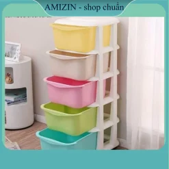 tủ nhựa 5 tầng đa sắc , tủ quần áo nhựa Việt Nhật có bánh xe AMIZIN