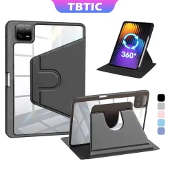 TBTIC Cho Xiaomi Pad 6 5 Pro Ốp Lưng 11 Inch 2024 Có Khe Đựng Bút Chì 360° Vỏ máy tính bảng xoay cho Xiaomi Pad 7 8 11.2 Inch