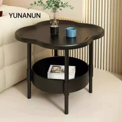 Bàn bên YUNAUN, Bàn cuối bằng nhựa hai lớp, Bàn đầu giường trang trí Samll hiện đại dễ lắp ráp cho phòng khách
