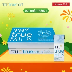 Thùng 48 hộp sữa tươi tiệt trùng TH true MILK ít đường 180 ml (180 ml x 48)