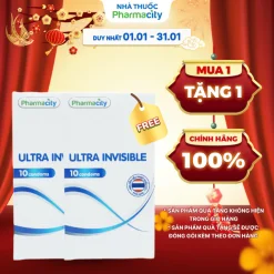 Bao cao su siêu mỏng Pharmacity Ultra Invisible (10 cái/hộp)