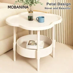 Bàn cuối MOBANINA, Bàn bên bằng nhựa hai lớp, Samll hợp thời trang 40 * 40CM Dễ dàng lắp ráp Bàn đầu giường cho phòng khách