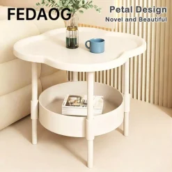 Bàn bên FEDAOG, Bàn cuối bằng nhựa 40 * 40CM, Trang trí hợp thời trang Dễ lắp ráp Bàn đầu giường hai lớp cho phòng khách