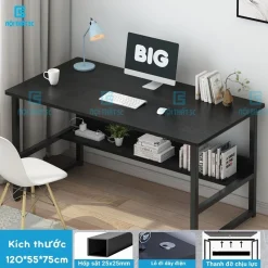 Bàn làm việc, Bàn học hai tầng Mặt Bàn Định Vị,Bo Góc Chân sắt Sơn Tĩnh Điện,Đầy đủ phụ kiện ốc và vít lắp ráp dễ dàng