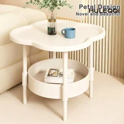 Bàn bên HULEQI, Bàn cuối bằng nhựa hai lớp, Samll hợp thời trang Dễ dàng lắp ráp Bàn đầu giường trang trí cho phòng khách