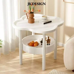 Bàn bên JKDESIGN, Bàn cuối 40 * 40CM bằng nhựa, Bàn đầu giường hai lớp trang trí hiện đại dễ lắp ráp cho phòng khách