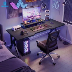 Bàn gaming, bàn làm việc Nội Thất, kèm kệ lửng để đồ tiện lợi thông minh, lắp ráp dễ dàng chịu tải 100kg
