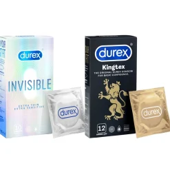 🍒 Bộ 1 hộp Bao cao su Durex Invisible (10 bao / hộp) và 1 hộp Bao cao su Durex Kingtex (12 bao / hộp)