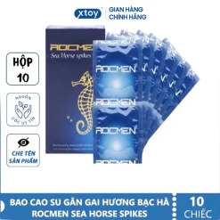 Bao Cao Su ROCMEN Cá Ngựa Xanh, Gân Gai, Mát Lạnh, Kéo Dài Thời Gian Hộp 10 Và Hộp 3 Cái