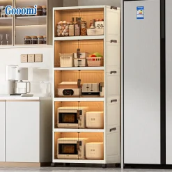 【Giảm giá mạnh】Tủ Nhựa Đựng 4/5/6 tầng Màu nâu sữaTrong suốt làm dày công suất lớn tủ bếp Đa Năng