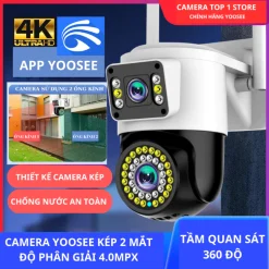 Camera YooSee Ngoài Trời 2 Mắt Xem 2 Góc Cùng Lúc 15.0Mpx, Góc Rộng Nét - BẢO HÀNH 1 NĂM